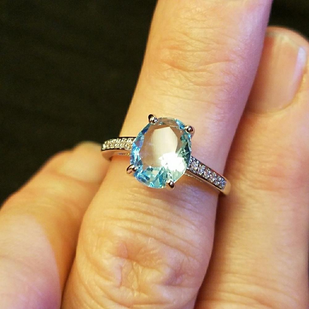 White topaz and aquamarine ring